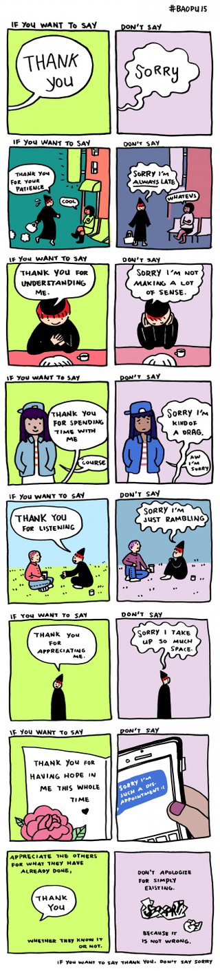 Illustration for article titled Saying Thank You Instead of Saying I'm Sorry